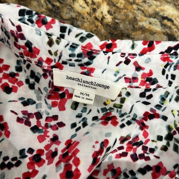 Beachlunchlounge Floral Print Viscose Long Sleeve Button Down Shirt Size M - Picture 4 of 8
